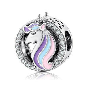925 Silver Pink CZ Flamingo Charm Bead for Bracelets