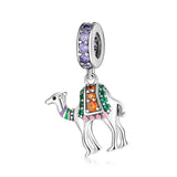 925 Silver Pink CZ Flamingo Charm Bead for Bracelets