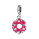925 Silver Pink CZ Flamingo Charm Bead for Bracelets