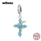 925 Sterling Silver Snake Cross Pendant for Women
