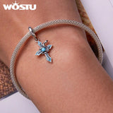 925 Sterling Silver Snake Cross Pendant for Women