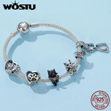 925 Sterling Silver Cat Dangles Charms for Bracelet & Necklace Pendant