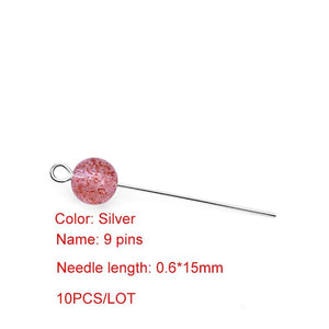 10PCS S925 Sterling Silver T-Pin Bead Needle Charms