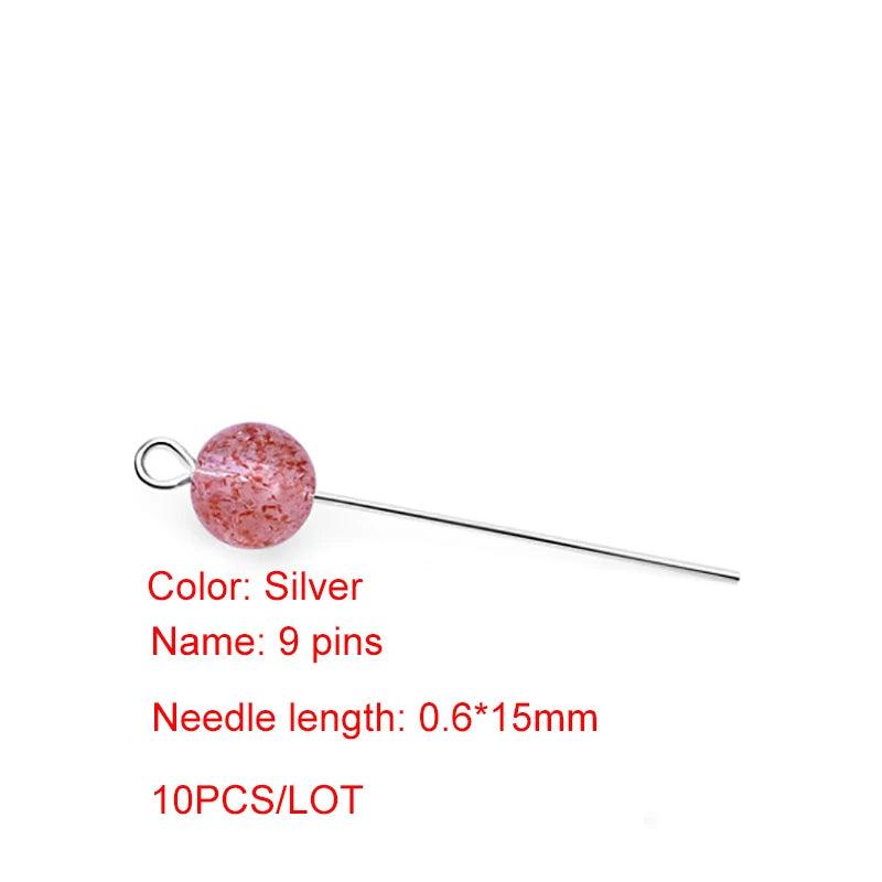 10PCS S925 Sterling Silver T-Pin Bead Needle Charms