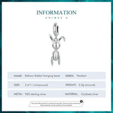 925 Sterling Silver Balloon Rabbit Hanging Bead Charm