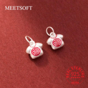 Sterling Silver Fortune Characters Pendant DIY Making Necklace Bracelet