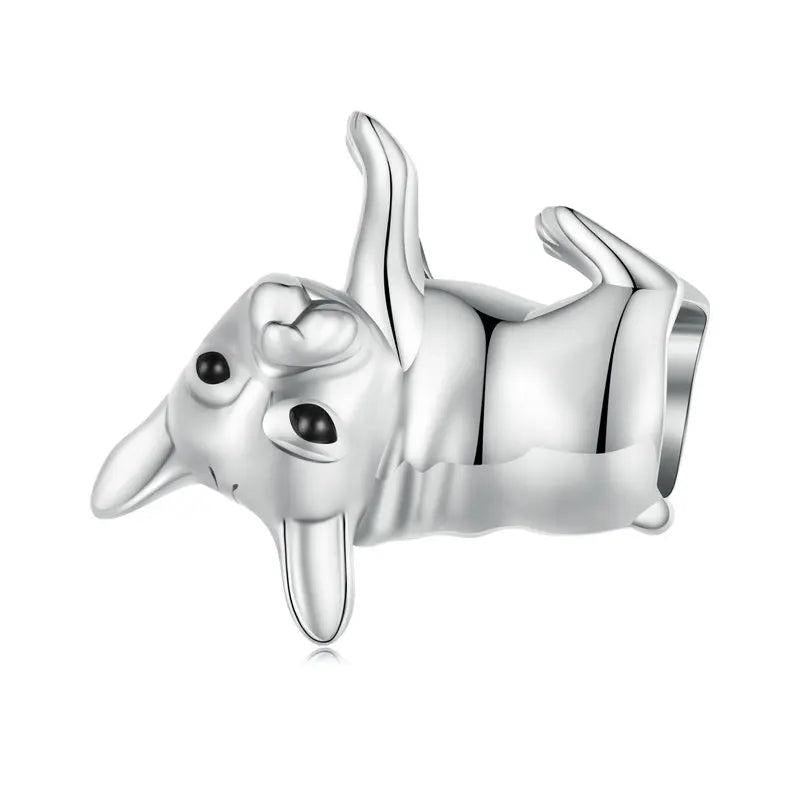 925 Silver Pet Pendant Bulldog Poodle Dalmatian Charms DIY Necklace Gift