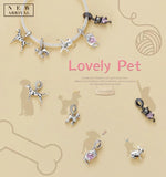 925 Silver Pet Pendant Bulldog Poodle Dalmatian Charms DIY Necklace Gift