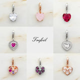 Red Stone Heart Charms Pendant 925 Silver Jewelry for Women Girls