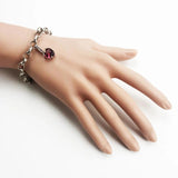 Red Stone Heart Charms Pendant 925 Silver Jewelry for Women Girls