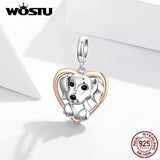 925 Sterling Silver Dog Bulldog Dangle Charms Fit Bracelet DIY Jewelry