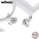 925 Sterling Silver Dog Bulldog Dangle Charms Fit Bracelet DIY Jewelry