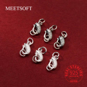 Retro S925 Silver Fish S Buckle Pendant Charms DIY Necklace Bracelet