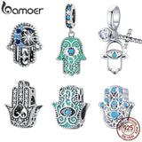 925 Silver Hamsa Hand Green Guard Charm for Bracelet DIY