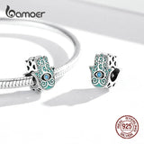 925 Silver Hamsa Hand Green Guard Charm for Bracelet DIY