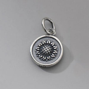 S925 Sterling Silver Sunflower Round Pendant Charms DIY Making Supplies