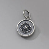 S925 Sterling Silver Sunflower Round Pendant Charms DIY Making Supplies