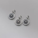 S925 Sterling Silver Sunflower Round Pendant Charms DIY Making Supplies