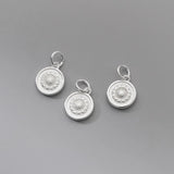 S925 Sterling Silver Sunflower Round Pendant Charms DIY Making Supplies