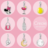 925 Sterling Silver Minnie Cocktail Baseball Bag Flip-flop Teapot Moon Heart Cha