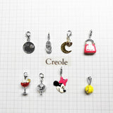 925 Sterling Silver Minnie Cocktail Baseball Bag Flip-flop Teapot Moon Heart Cha
