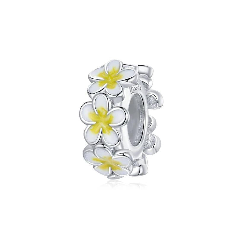 925 Sterling Silver Yellow Flower Charms Beads for DIY Bracelet Necklace
