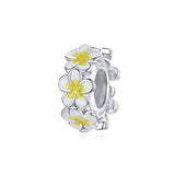 925 Sterling Silver Yellow Flower Charms Beads for DIY Bracelet Necklace