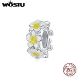 925 Sterling Silver Yellow Flower Charms Beads for DIY Bracelet Necklace