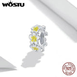 925 Sterling Silver Yellow Flower Charms Beads for DIY Bracelet Necklace