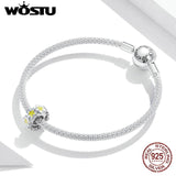 925 Sterling Silver Yellow Flower Charms Beads for DIY Bracelet Necklace