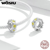 925 Sterling Silver Yellow Flower Charms Beads for DIY Bracelet Necklace
