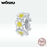 925 Sterling Silver Yellow Flower Charms Beads for DIY Bracelet Necklace