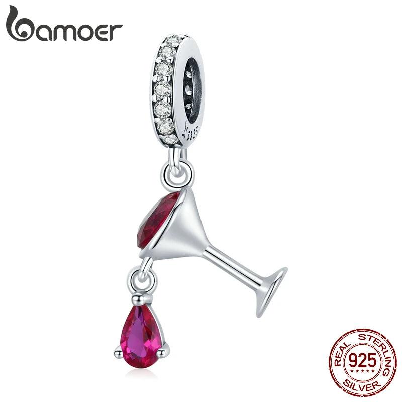 Red Zircon Wine Glass Pendant 925 Sterling Silver