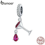 Red Zircon Wine Glass Pendant 925 Sterling Silver