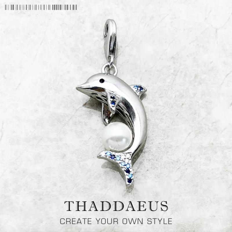 Dolphin Pearl 925 Sterling Silver Dangle Charm Pendant Summer Jewelry