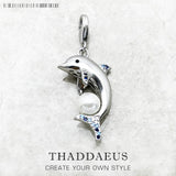 Dolphin Pearl 925 Sterling Silver Dangle Charm Pendant Summer Jewelry