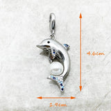Dolphin Pearl 925 Sterling Silver Dangle Charm Pendant Summer Jewelry