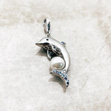 Dolphin Pearl 925 Sterling Silver Dangle Charm Pendant Summer Jewelry