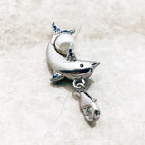 Dolphin Pearl 925 Sterling Silver Dangle Charm Pendant Summer Jewelry