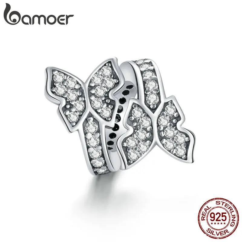 925 Silver Charm Butterflies Dazzling Beads DIY Jewelry