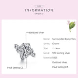 925 Silver Charm Butterflies Dazzling Beads DIY Jewelry