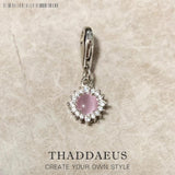 Pink Stone Pendant Dangle Charm 925 Sterling Silver