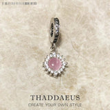 Pink Stone Pendant Dangle Charm 925 Sterling Silver