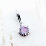 Pink Stone Pendant Dangle Charm 925 Sterling Silver