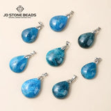 5 Pcs Natural Apatite Stone Water Drop Shape Pendants Charms for Jewelry Making