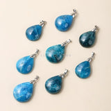5 Pcs Natural Apatite Stone Water Drop Shape Pendants Charms for Jewelry Making