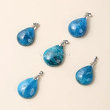 5 Pcs Natural Apatite Stone Water Drop Shape Pendants Charms for Jewelry Making