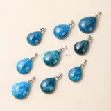 5 Pcs Natural Apatite Stone Water Drop Shape Pendants Charms for Jewelry Making