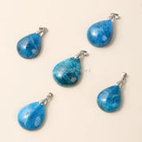 5 Pcs Natural Apatite Stone Water Drop Shape Pendants Charms for Jewelry Making