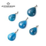 5 Pcs Natural Apatite Stone Water Drop Shape Pendants Charms for Jewelry Making